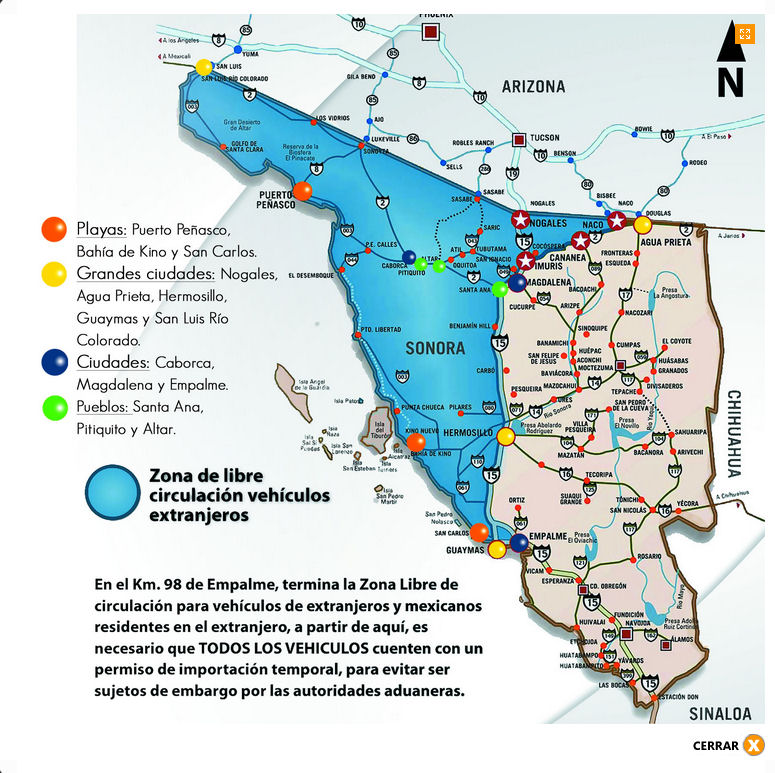 Map of Sonora Free Zone